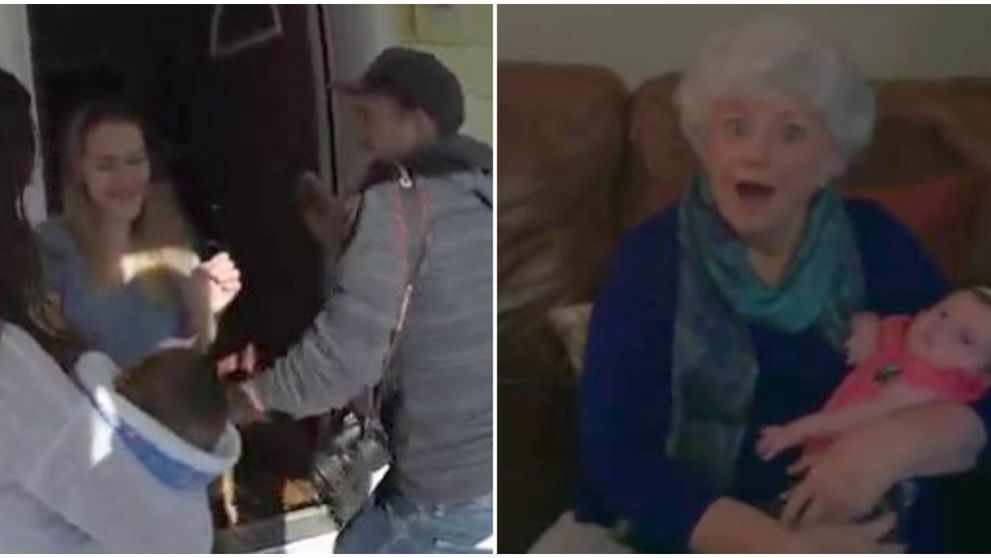 Asta este cea mai frumoasa surpriza de Craciun: Un cuplu a prezentat familiei bebelusul secret