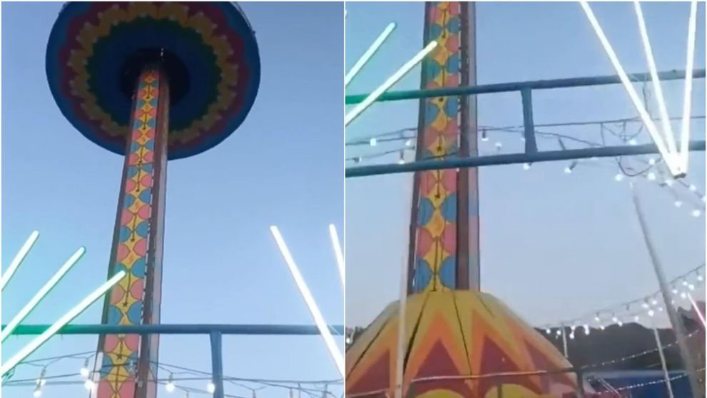 VIDEO Momentul teribil în care un carusel plin cu oameni se prăbușește subit