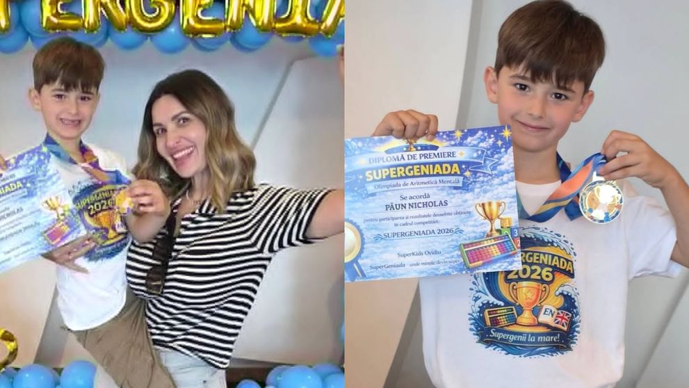Reușită spectaculoasă pentru mezinul Elei Crăciun! A urcat pe prima treaptă a podiumului și a emoționat-o până la lacrimi