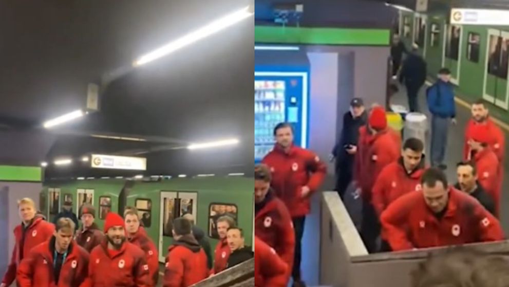 Au părăsit Satul Olimpic pentru a se caza la un hotel de 5 stele. Așa au fost surprinși jucătorii de hochei ai Canadei la metrou, în Milano