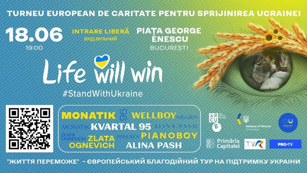 Concert caritabil în sprijinul Ucrainei, pe 18 iunie, la București