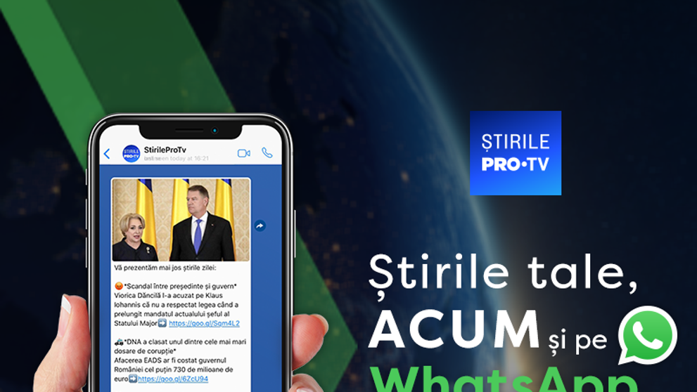 ȘtirilePROTV.ro lansează newsletter-ul zilnic pe WhatsApp!
