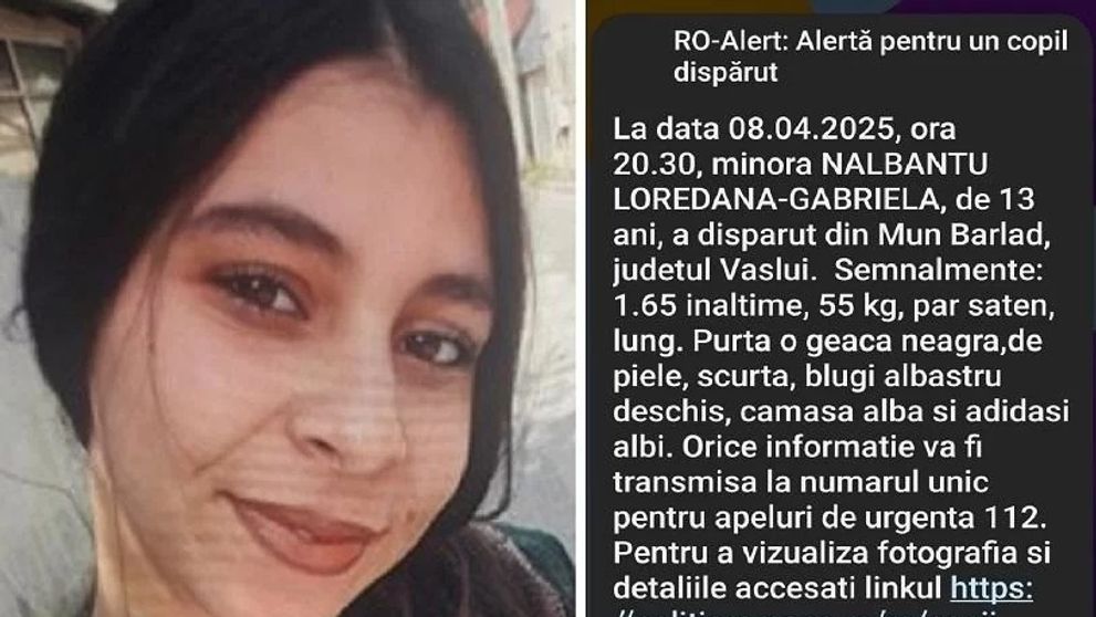 Loredana, tânăra de 13 ani dată dispărută la Bârlad, a fost găsită. Unde se afla adolescenta și ce s-a întâmplat cu ea
