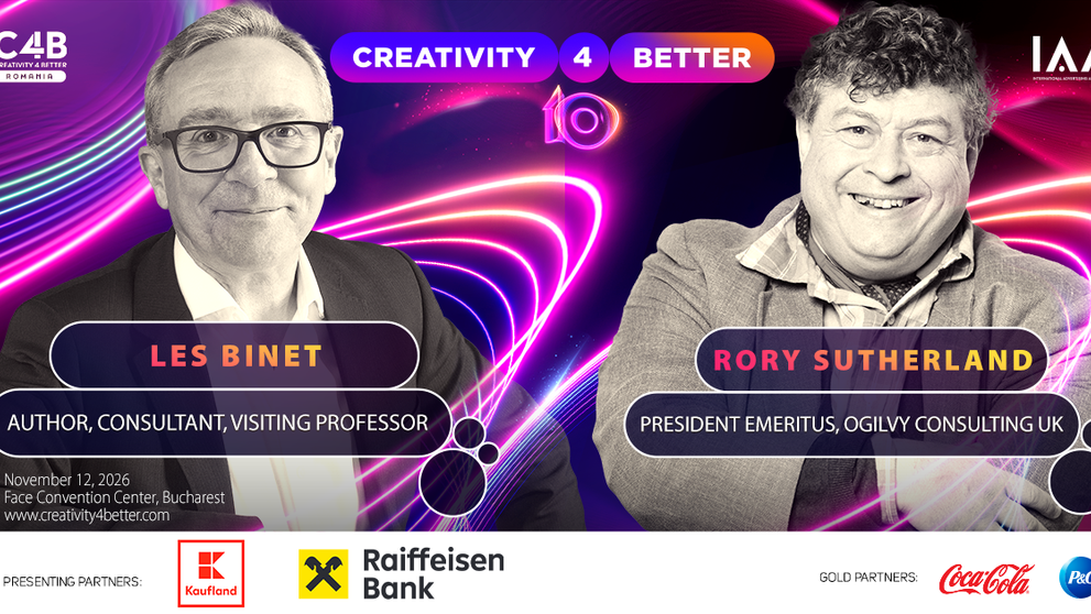 Rory Sutherland și Les Binet se alătură lui Mark Ritson în lineup-ul de Star Speakers al ediției aniversare Creativity4Better