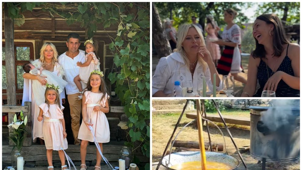 Imagini de poveste de la botezul celei de-a patra fetițe a Laurei Cosoi. Decorul maramureșean i-a impresionat pe invitați