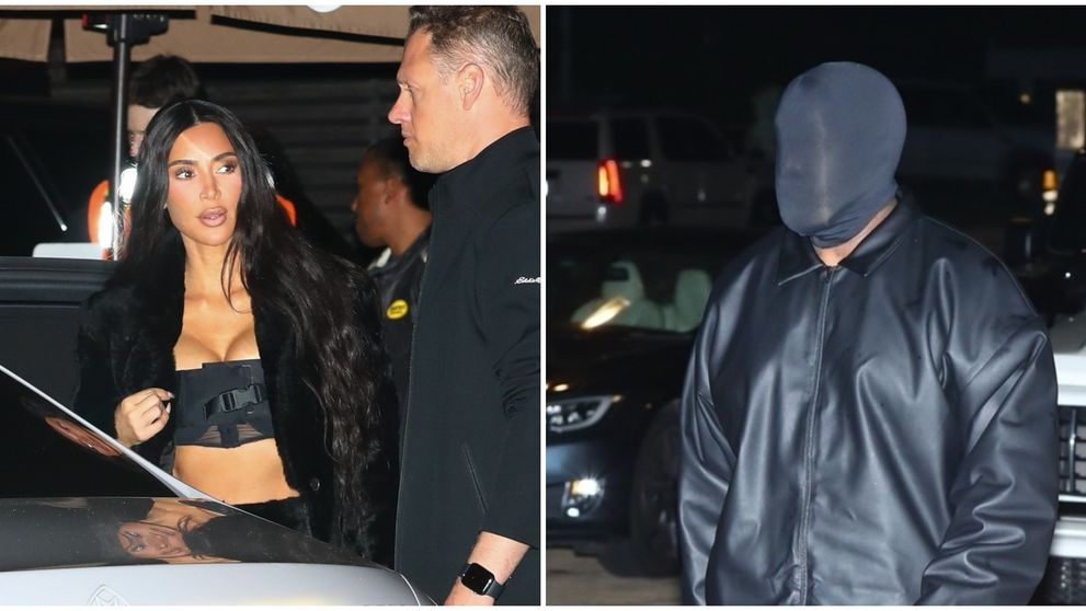 Kim Kardashian și Kanye West, întâlnire de gradul zero! Artistul și-a acoperit fața, în timp ce starleta a ieșit din casă într-o bustieră și o blană de 13.000 de dolari