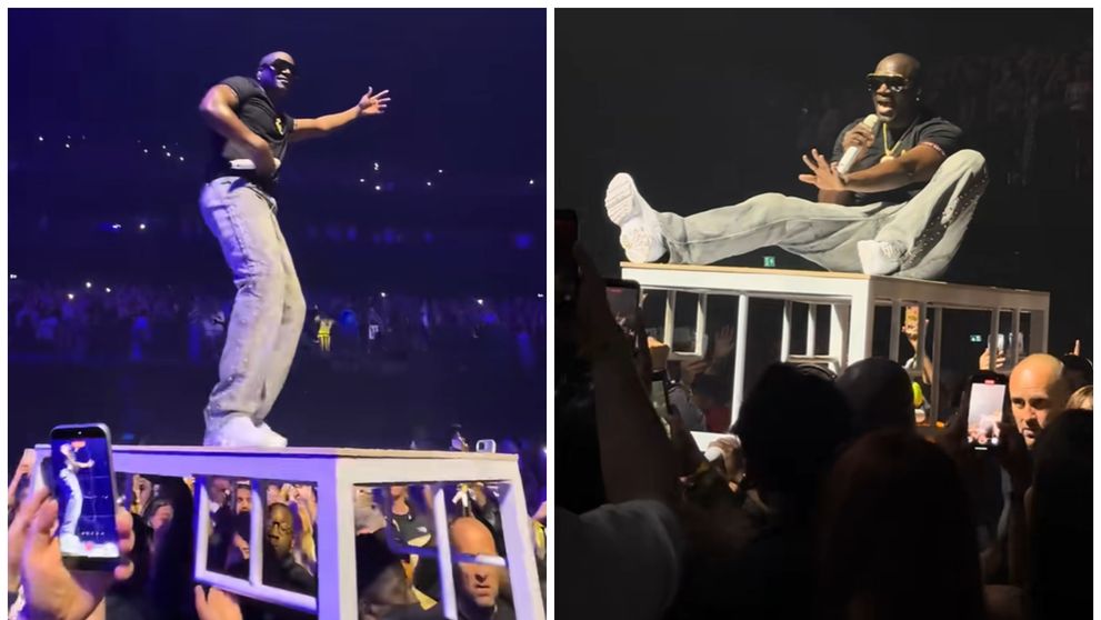 După eșecul cu balonul gonflabil, Akon a trecut la alt nivel. S-a cocoțat pe o masă și i-a pus pe bodyguarzi să-l plimbe prin mulțime: „Sper că băieții ăia au fost plătiți dublu”