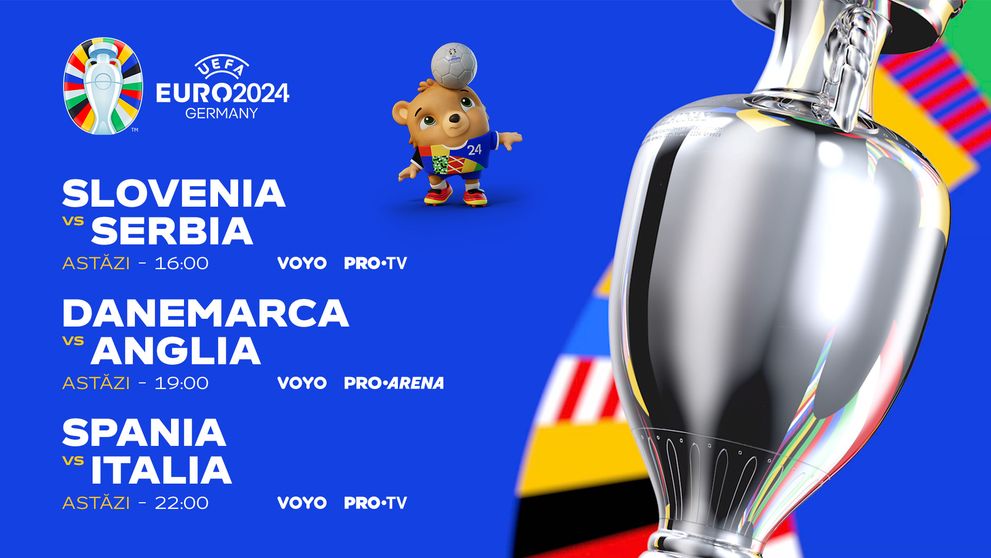 O nouă seară în care fotbalul a strălucit la PRO TV, PRO ARENA și pe VOYO! EURO 2024 aduce azi confruntări de top