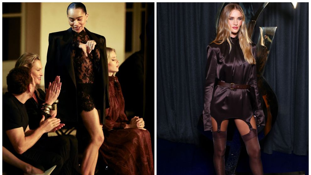 Zoë Kravitz, Kate Moss și Rosie Huntington Whiteley, apariții răvășitoare la Săptămâna Modei de la Paris. Au celebrat femininatatea în ținute de mătase la prezentarea Saint Laurent