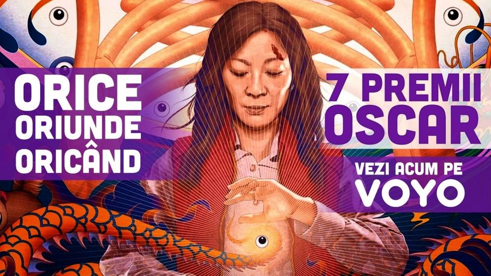 Filmul Orice, oriunde, oricând (Everything Everywhere All At Once), câștigătorul a 7 trofee Oscar, este disponibil pe VOYO!