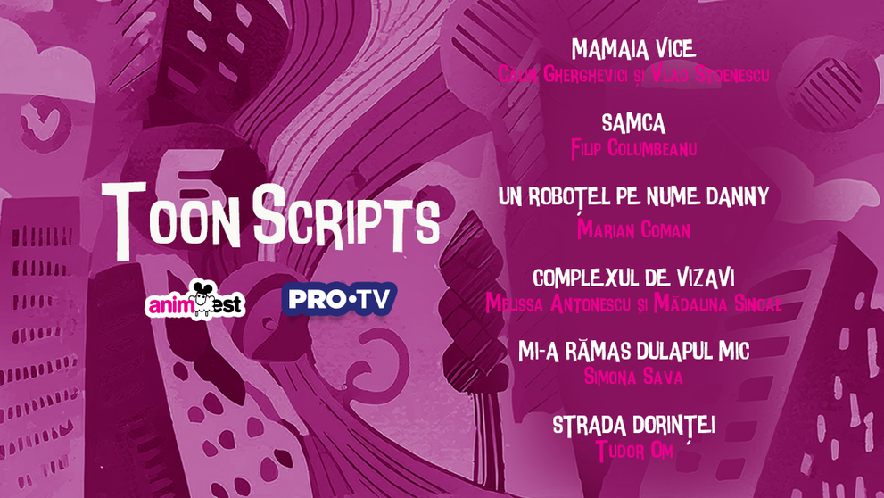 Prima ediție a concursului TOON SCRIPTS și-a desemnat finaliștii. Concursul de scenarii de animație este o inițiativă ANIMEST, în colaborare cu PRO TV
