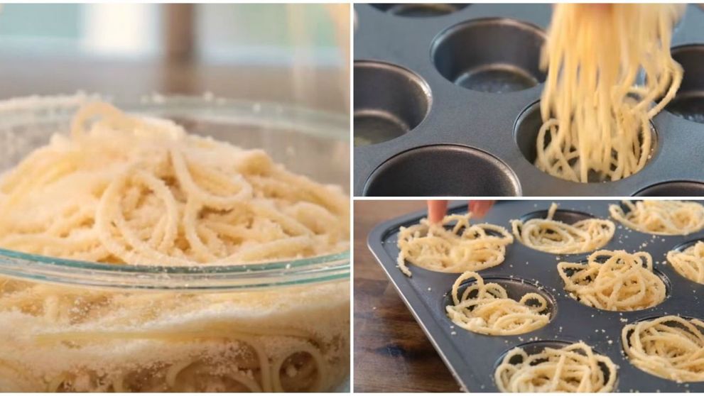 A pus spaghette intr-o tava pentru briose si a adaugat un ingredient surpriza. Rezultatul delicios - VIDEO