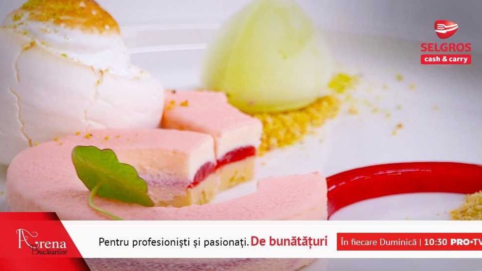 Simfonia gusturilor: genoise de fistic cu mousse de ciocolată, bezea și șarlotă