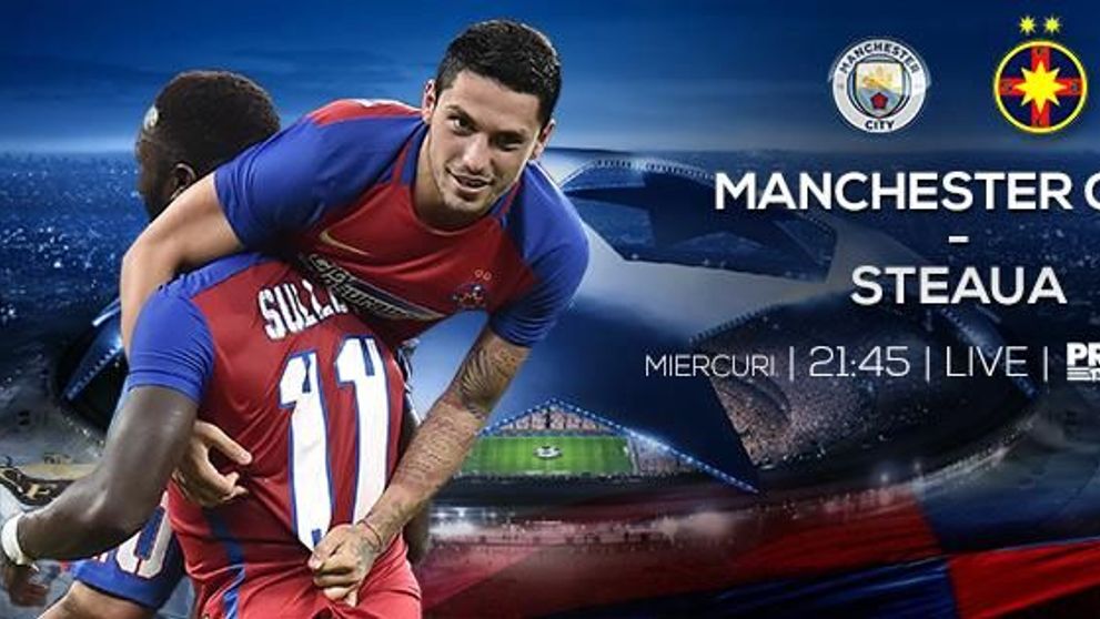 AZI, de la 21:45, la Pro TV transmite LIVE returul dintre Manchester City si Steaua