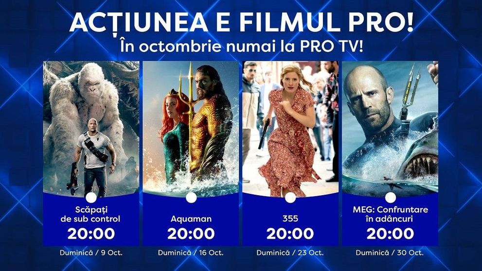 În octombrie, filmele de acțiune se văd în fiecare weekend la PRO TV