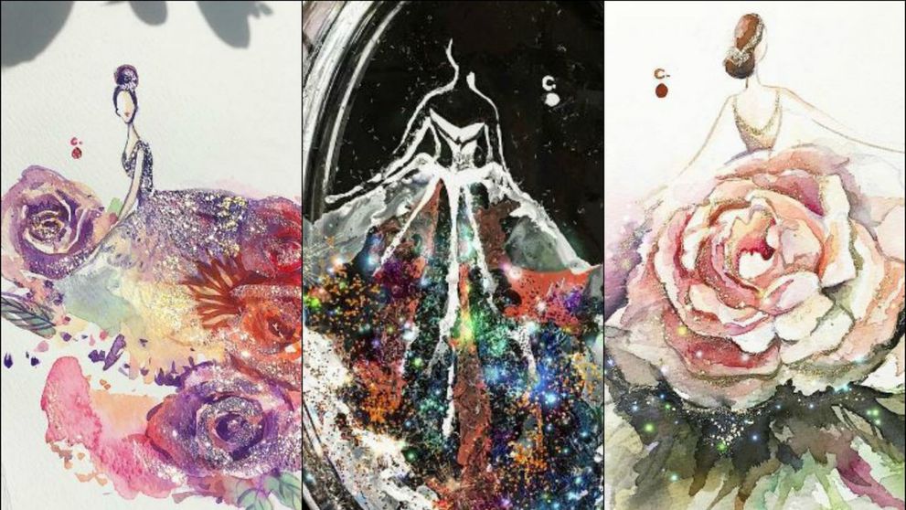 Par picturi obisnuite, dar n-o sa ghicesti ce foloseste artistul in locul vopselei. Este un produs pe care fiecare femeie il are