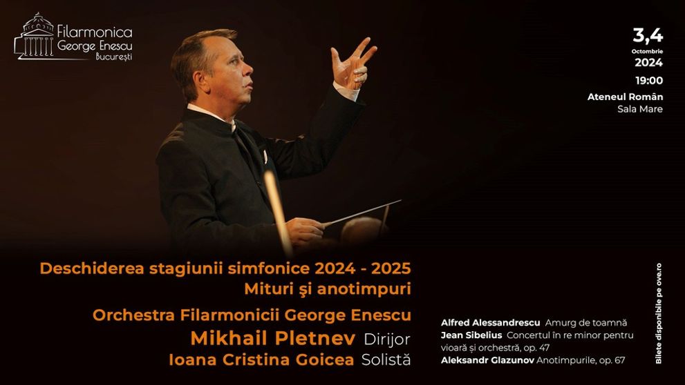 Pe 25 septembrie, la ora 11, începe vânzarea biletelor la concertele din Stagiunea simfonică a Filarmonicii George Enescu