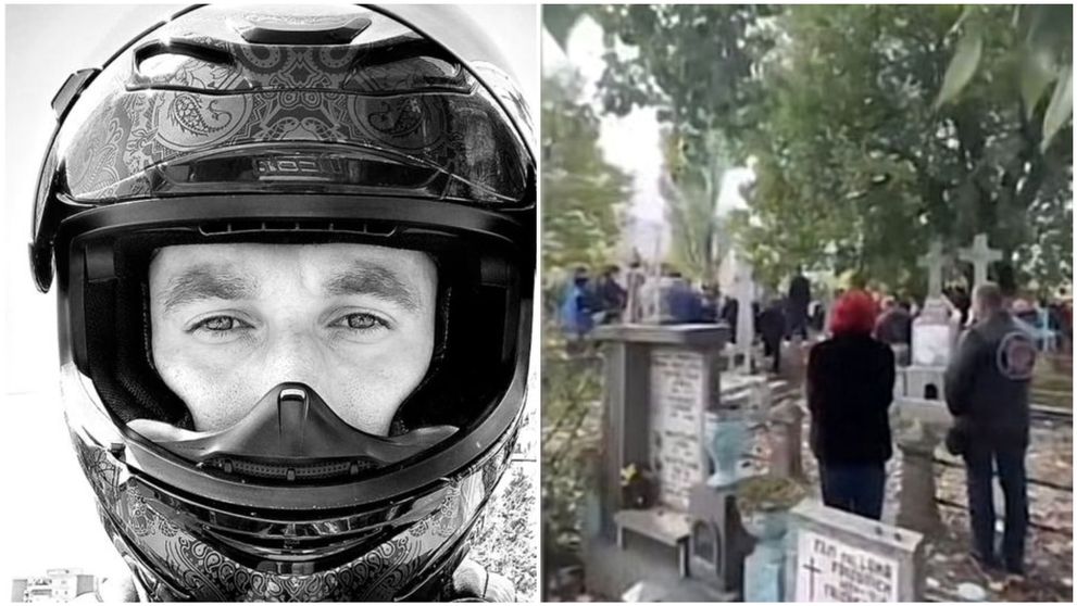 Andrei, motociclistul lovit cu mașina de iubita sa, condus pe ultimul drum! Tânărul a fost înmormântat cu onoruri militare