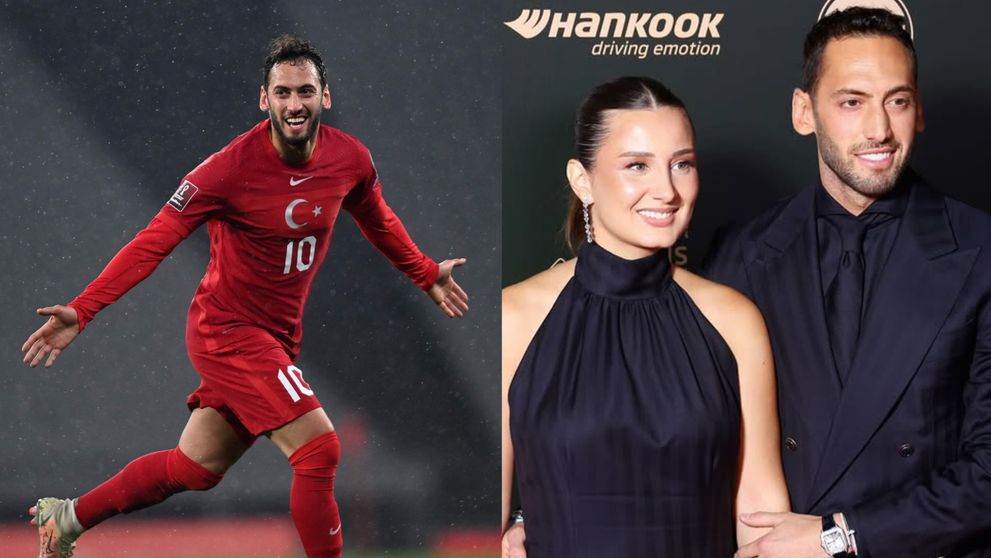 Cât de frumoasă este soția lui Hakan Çalhanoğlu, cel mai bun jucător al turcilor. Meciul Turcia - România, de la barajul pentru Cupa Mondială, se dispută joi, la Istanbul