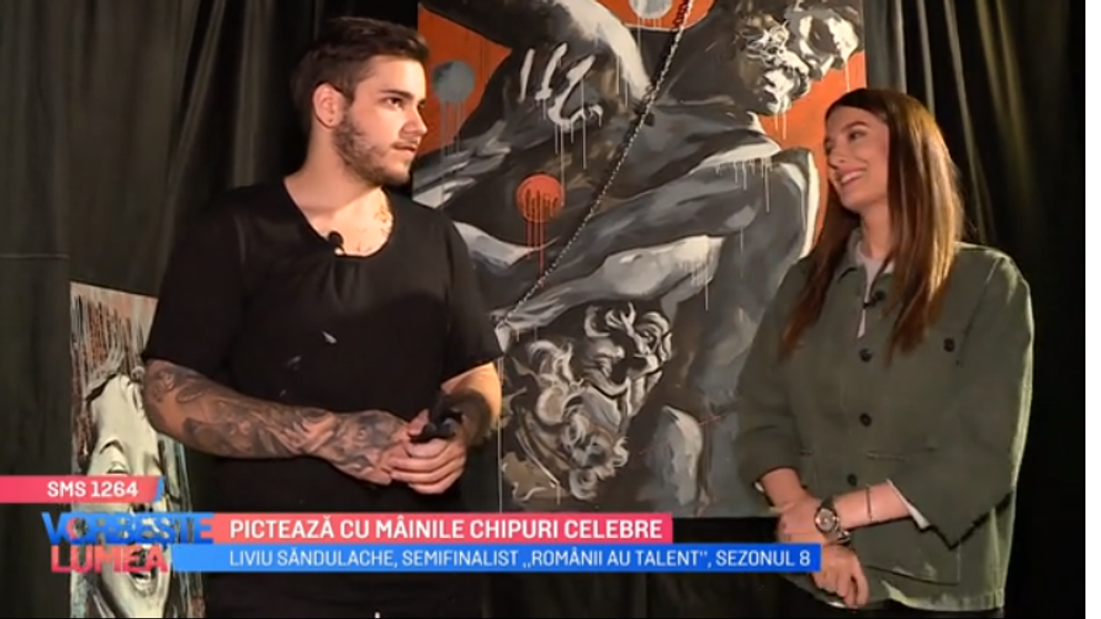  VIDEO Liviu Sandulache, semifinalistul de la Românii au Talent, pictează cu mâinile chipuri celebre