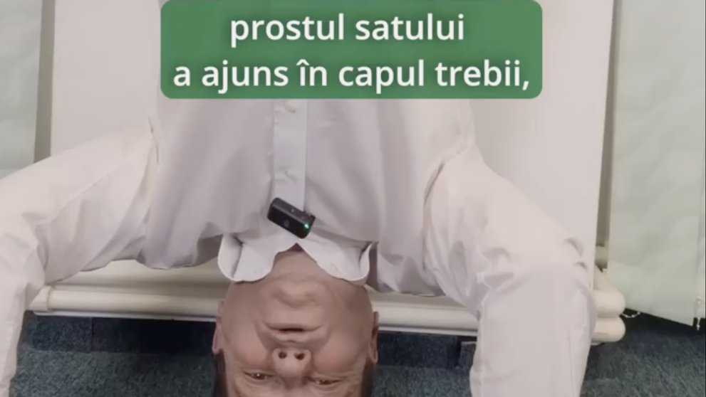 Ludovic Orban s-a filmat stând în cap pentru a transmite un mesaj, în campania electorală: Țara a fost răsturnată cu susul în jos