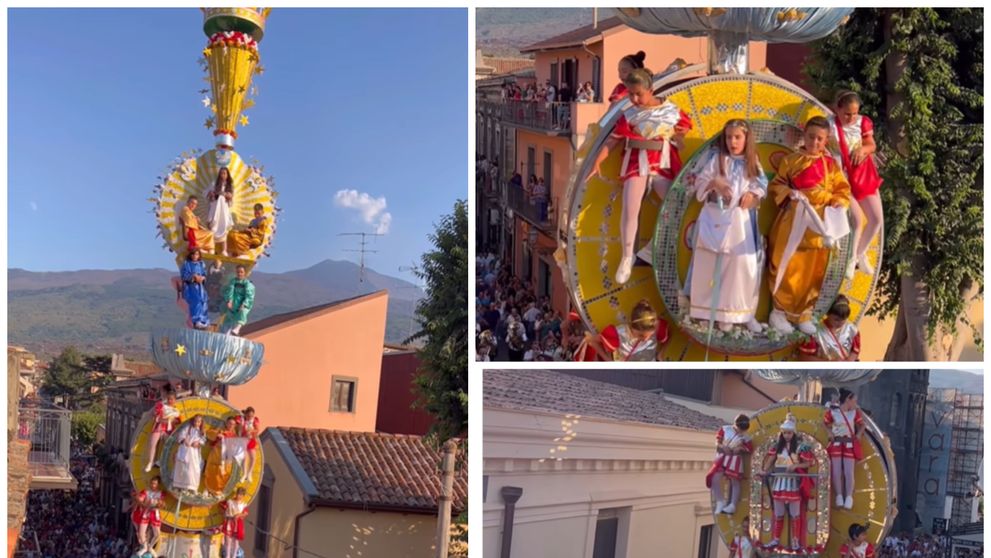 „Turnul groazei” din Sicilia: copii suspendați la 15 metri înălțime pentru o tradiție religioasă. Internauții, scandalizați: 