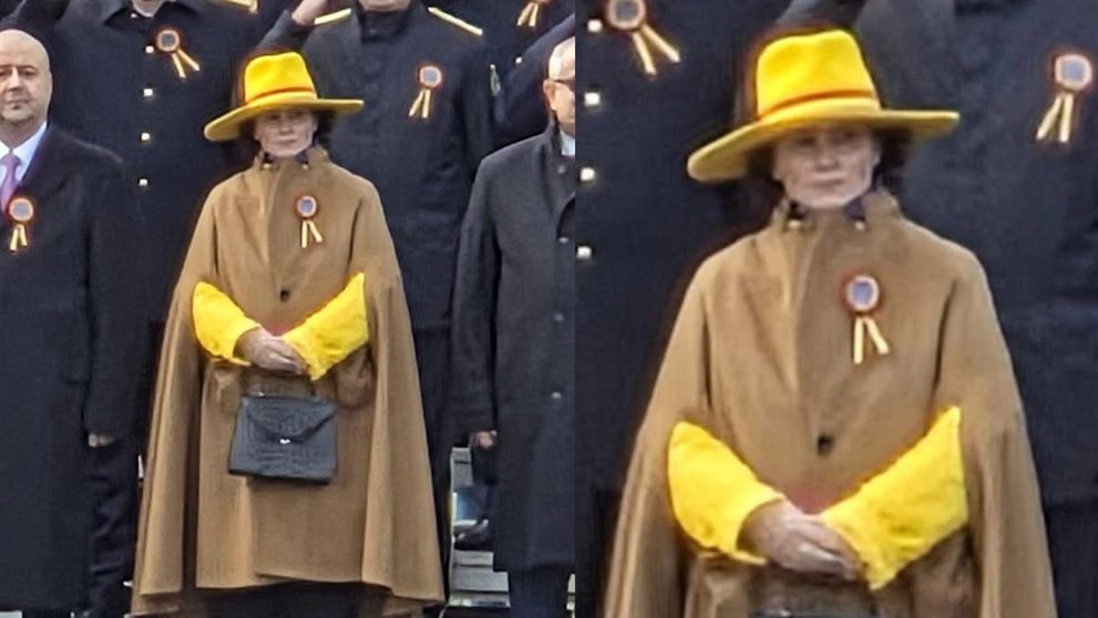 Cine este femeia cu pălărie galbenă și adidași Prada din tribuna oficială, care a atras toată atenția la Parada de 1 Decembrie