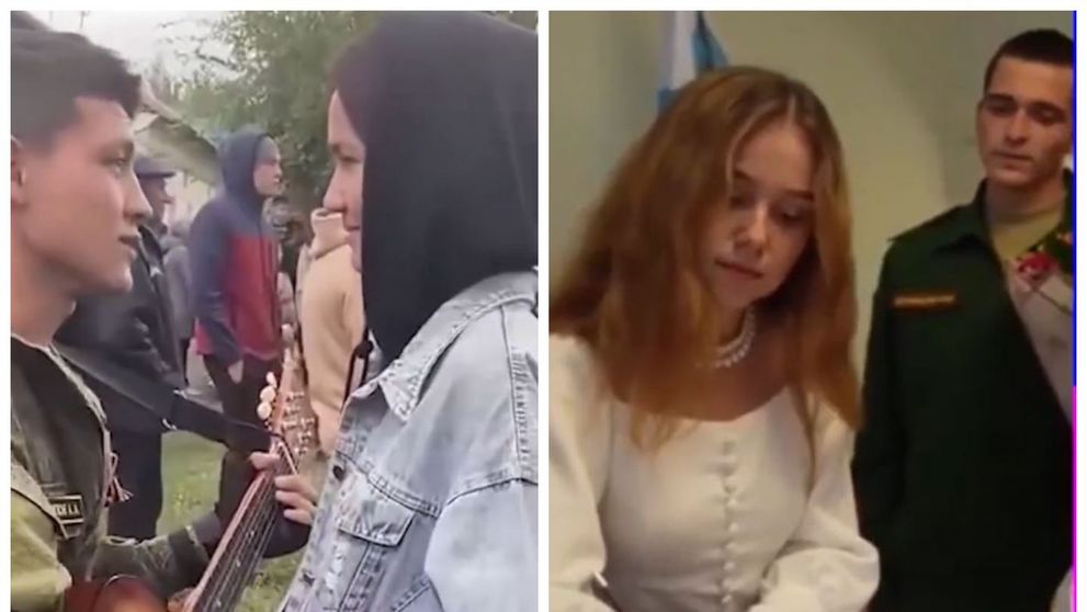 În timp ce mulți bărbați ruși fug din țară, alții le cântă iubitelor piese de adio înainte de plecarea pe front