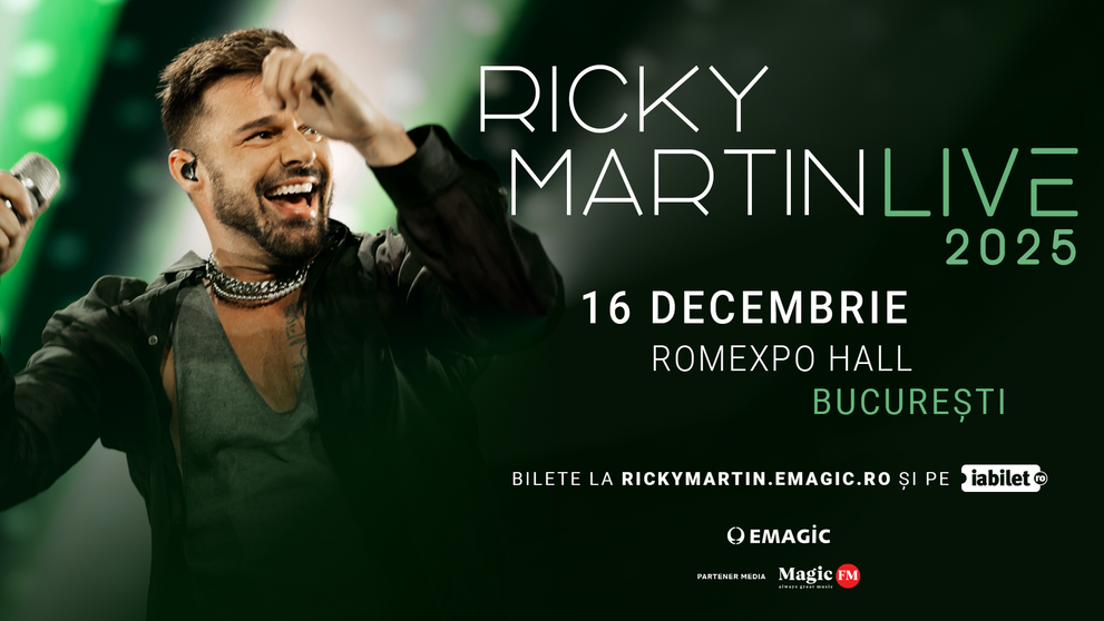 Ricky Martin vine la București! Superstarul mondial aduce show-ul „Ricky Martin Live 2025” la Romexpo, pe 16 decembrie.