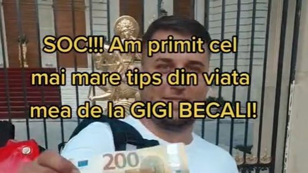 Decizia luată de livratorul care a primit 200 de euro bacșiș de la Gigi Becali! Ce va face cu banii