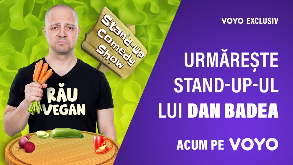 Dan Badea este Rău Vegan într-un super show de stand-up comedy, EXCLUSIV, pe VOYO!