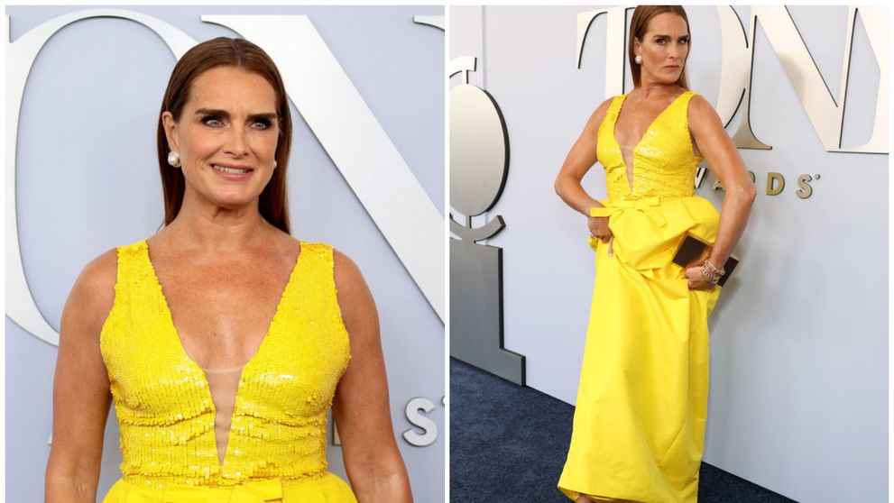 În rochie de gală și ... papuci! Motivul pentru care a defilat AȘA Brooke Shields pe covorul roșu de la gala premiilor Tony: „Nu puteam să fac asta pe tocuri”