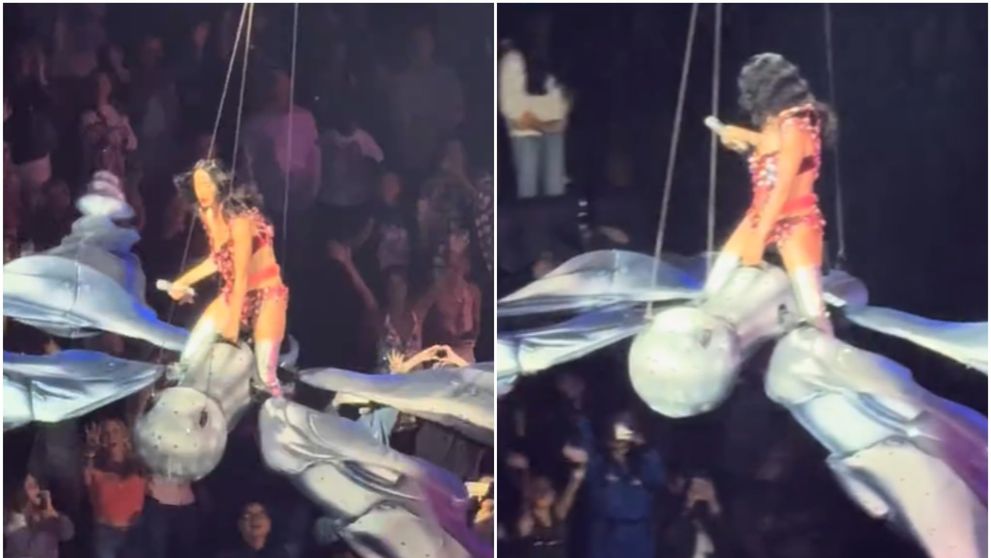 Katy Perry, la un pas de tragedie în timpul unui concert. Momentul înfiorător în care fluturele uriaș pe care „zbura” s-a desprins. VIDEO