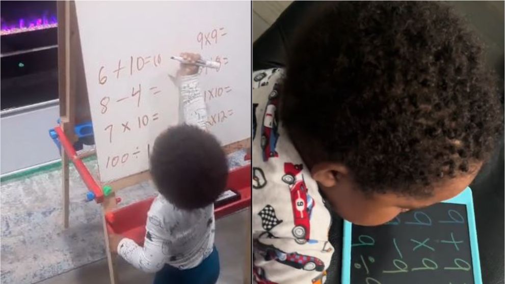 Un băiețel de 2 ani face calcule de clasa a treia. Internauții, fascinați: “Eu am scos calculatorul să verific cât fac 64:8”