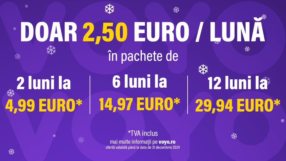 VOYO își întâmpină utilizatorii cu oferta lunii decembrie și un pachet special de conținut pentru copii! Cadoul perfect de sărbători: abonamente la doar 2,5 euro/lună
