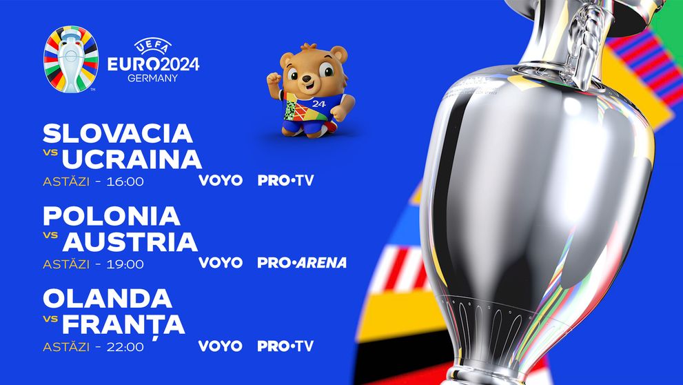 Meciurile de la EURO 2024 îi țin pe români în fața televizoarelor! Noi confruntări de neratat, la PRO ARENA, PRO TV și pe VOYO!