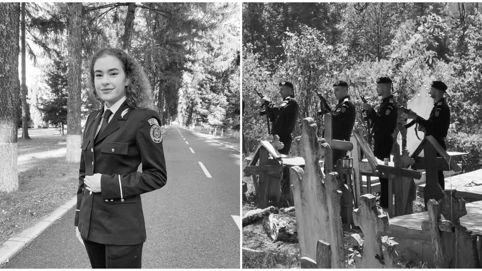 Roberta Ungureanu a fost înmormântată cu onoruri militare. Imagini de la casa părintească a polițistei unde s-au adunat colegii îndurerați