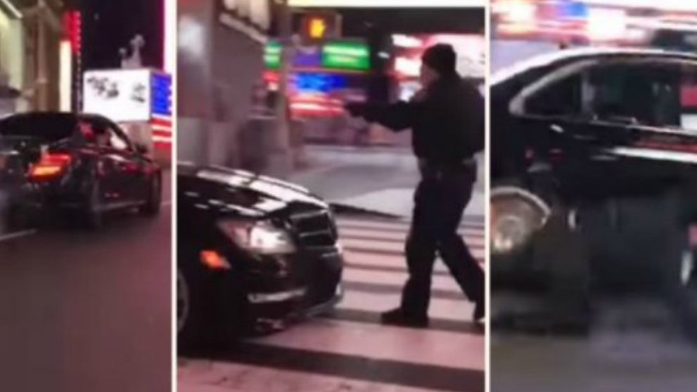 Un sofer agresiv a calcat un politist cu masina, dupa ce a facut drifturi in Times Square