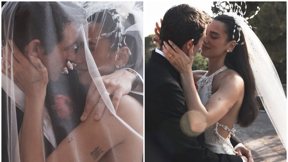 Primele imagini cu Dua Lipa în rochie de mireasă! Artista a arătat divin într-o creație Chanel, împodobită cu 480.000 de mărgele și 25.000 de pene