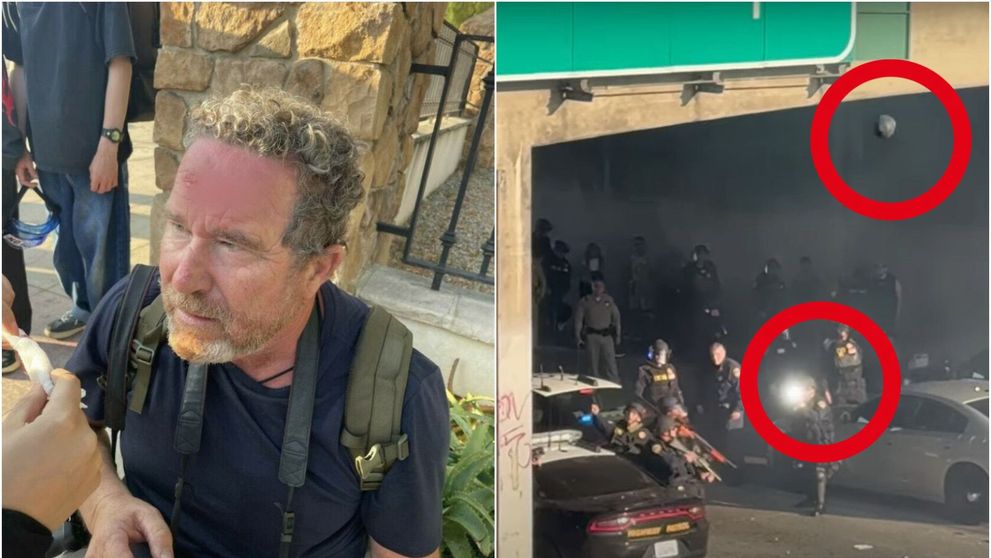 Momentul terifiant în care un fotograf este împușcat în cap la protestele violente din Los Angeles VIDEO