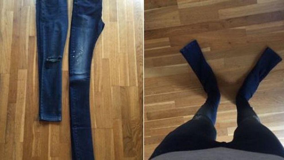 Si-a comandat blugi de pe internet si a primit perechea din poza. Explicatia companiei, de necrezut: 