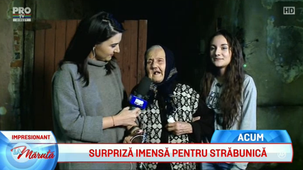 De mai multe ori pe noapte se trezeste sa verifice daca strabunica ei este bine. Surpriza imensa in direct la tv