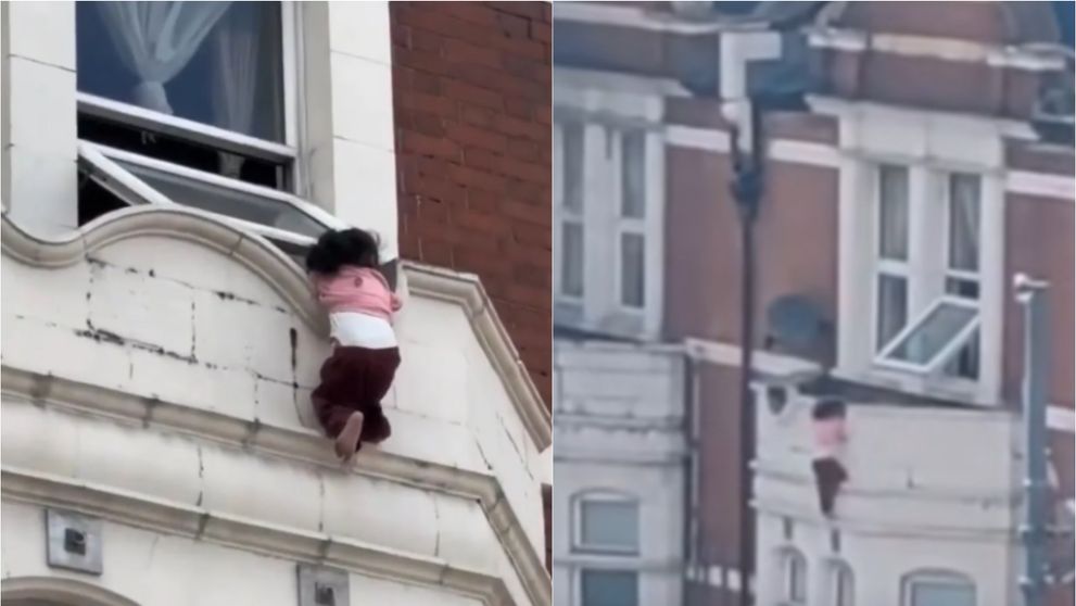 Clipe de coșmar pe o stradă aglomerată! O fetiță a atârnat în gol la etaj, sub privirile unei mulțimi îngrozite: ce s-a întâmplat când a alunecat