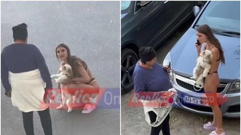 Scandal cu urlete și jandarmi în plină stradă, după ce o femeie și-a lovit câinele cu piciorul în burtă. O tânără a văzut scena și nu a rămas indiferentă: „Nu ți-e rușine?!”