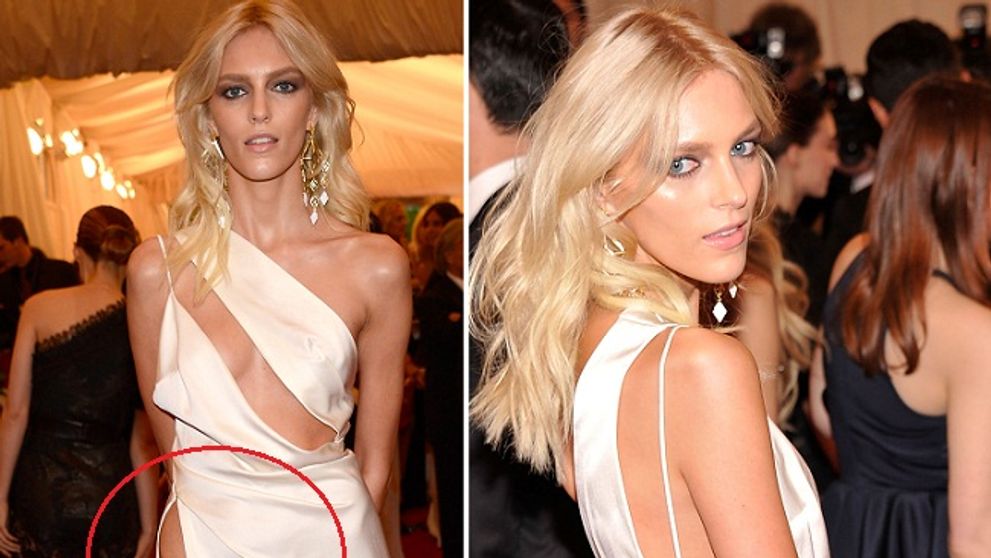 Aparitia care a socat la Met Gala 2012. Modelul Anja Rubik - corp anorexic intr-o rochie extrem de decupata
