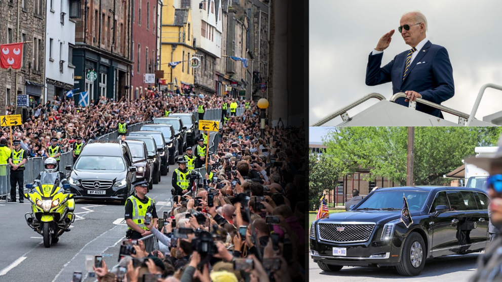 Joe Biden și restul lumii, cu autobuzul la înmormântarea Reginei Elisabeta a II-a