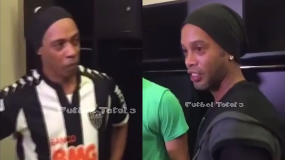 Genial! Ronaldinho s-a intalnit fata in fata cu dublura sa. Reactia jucatorului nu a fost una prea buna