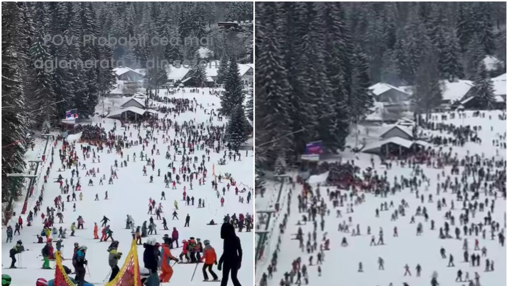 Poiana Brașov, sub asediu pe pârtie: imagini cu haosul de la bază s-au viralizat. „Cum să schiezi în siguranță în așa condiții?”