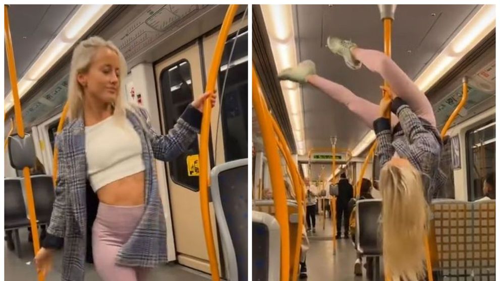 VIDEO Sub privirile uimite ale călătorilor, o tânără dansează la bară în metrou