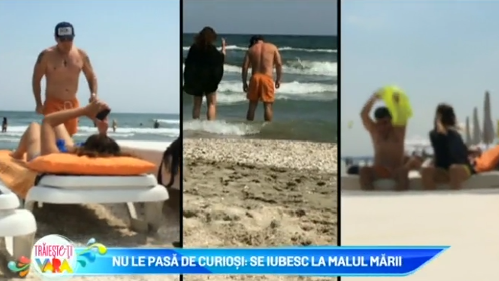 Nu le pasa de ochii curiosilor: se iubesc la malul marii